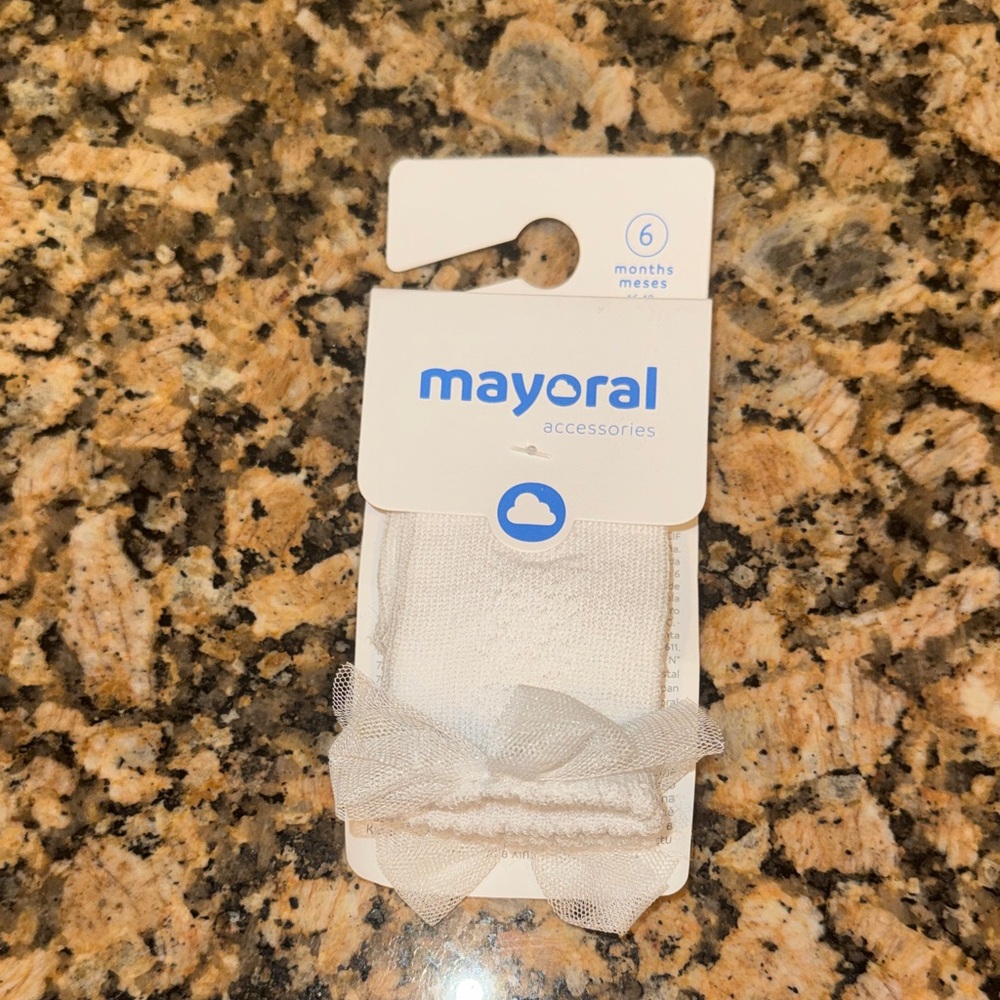 Mayoral Cream Baby Socks with Sheer Bow